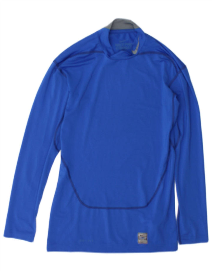 Nike Dri Fit Top cu mânecă lungă pentru bărbați, poliester albastru mic