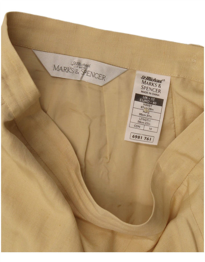 Fustă A-Line pentru femei Marks & Spencer UK 12 Medium W28 Bej Mătase