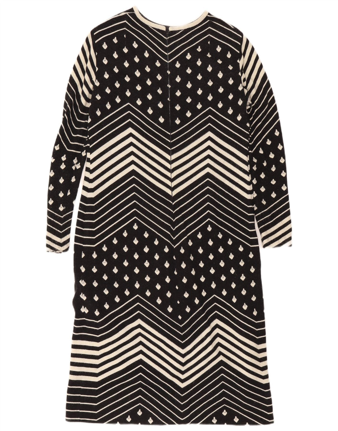 Rochie schimbătoare cu mânecă lungă vintage pentru femei UK 12 Medium Black Geometric