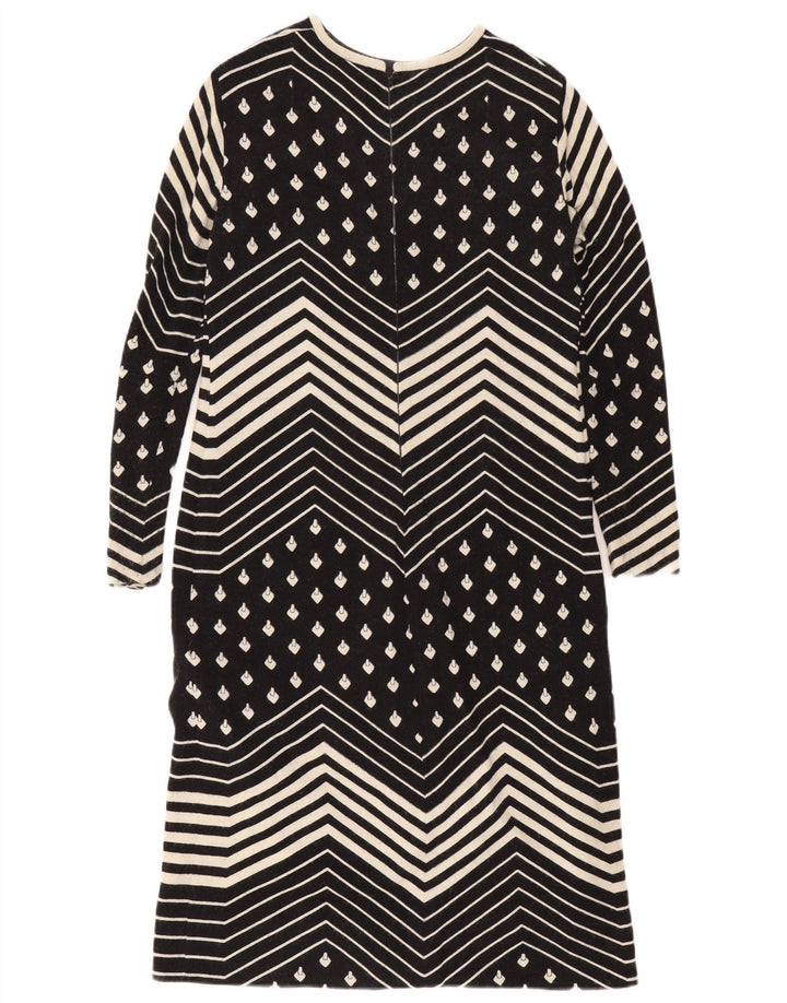 Rochie schimbătoare cu mânecă lungă vintage pentru femei UK 12 Medium Black Geometric