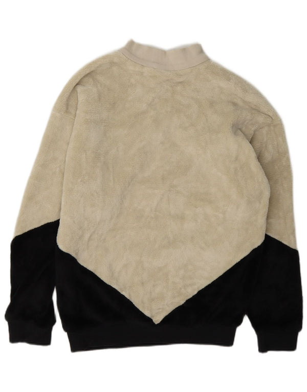 Pulover supradimensionat din lână Adidas pentru femei, cu fermoar, UK 8, Bej, color block