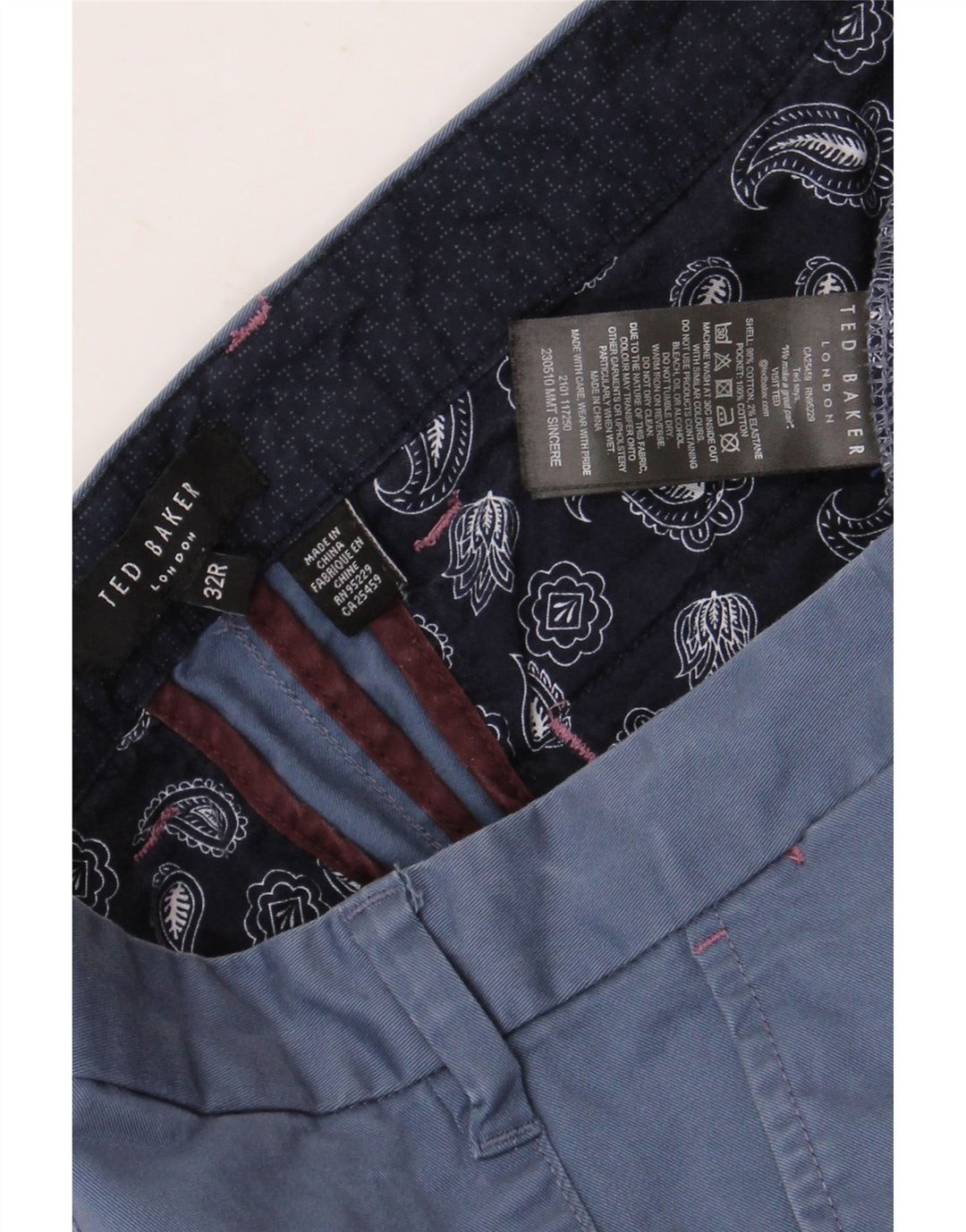 TED BAKER Pantaloni drepți pentru bărbați L32 L32 Bumbac albastru