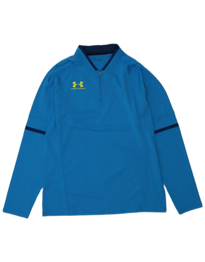 Tricou Under Armour Cold Gear pentru bărbați, cu fermoar și gât, cu mânecă lungă, XL, poliester, albastru