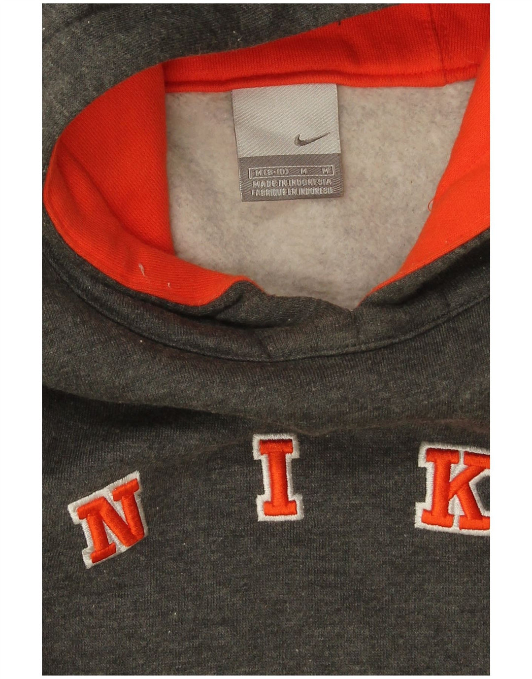 Pulover cu glugă supradimensionat cu grafic Nike pentru femei US 8/10, bumbac gri mediu
