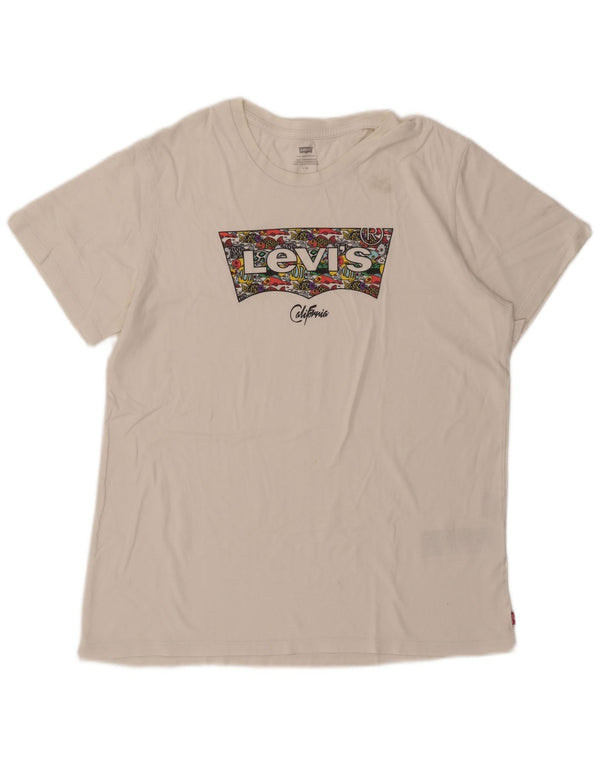 Tricou grafic Levi's pentru femei Top UK 16 Large White Bumbac