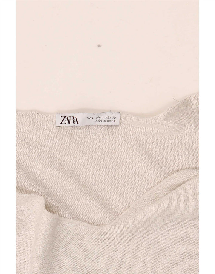 Pulover cu decolteu în V Zara pentru femei UK 16 Large Silver