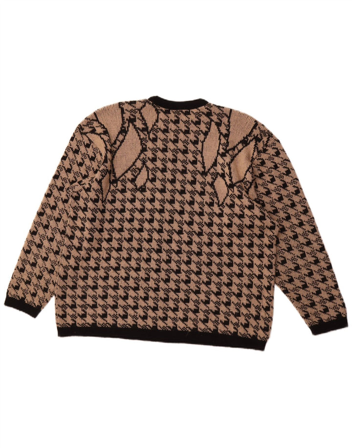 MERRY FINN Pulover pentru femei cu decolteu rotund UK 18 XL Maro Houndstooth