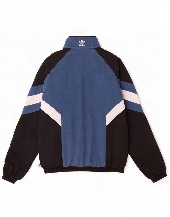 Trening pentru bărbați Adidas Pullover Top Jachetă Mic, albastru, poliester color bloc