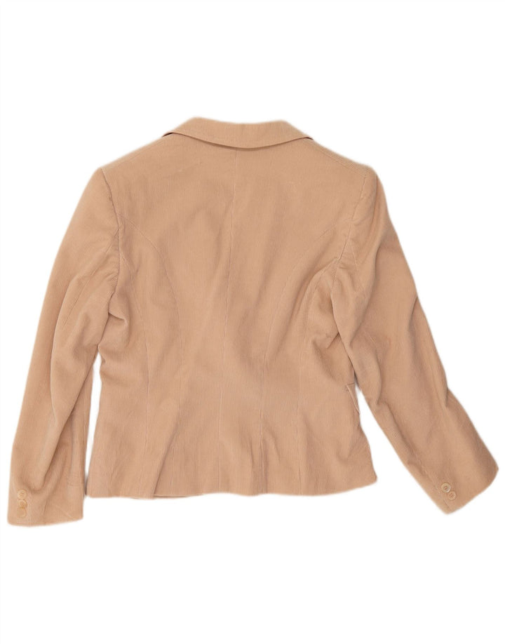 Jachetă Blazer din velur cu 1 nasture pentru femei Max Mara UK 12 Bumbac mediu bej