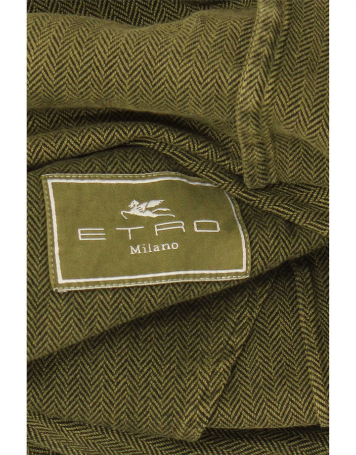 Jachetă Etro pentru bărbați cu 3 nasturi IT 48 Medium Green Herringbone