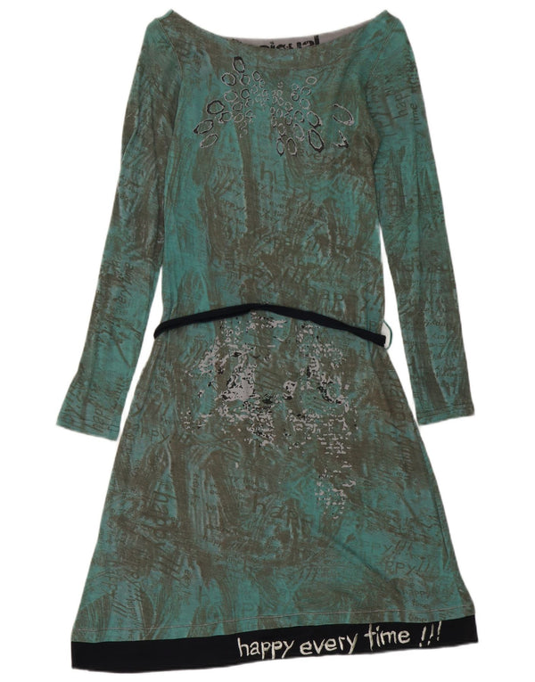Rochie A-Line cu mânecă lungă pentru femei Desigual UK 12 verde mediu