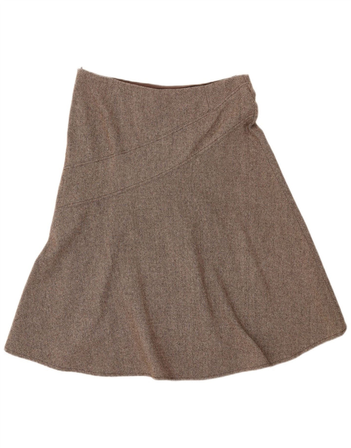 Fusta în formă de A pentru femei Topshop UK 12 Medium W32 Lână maro