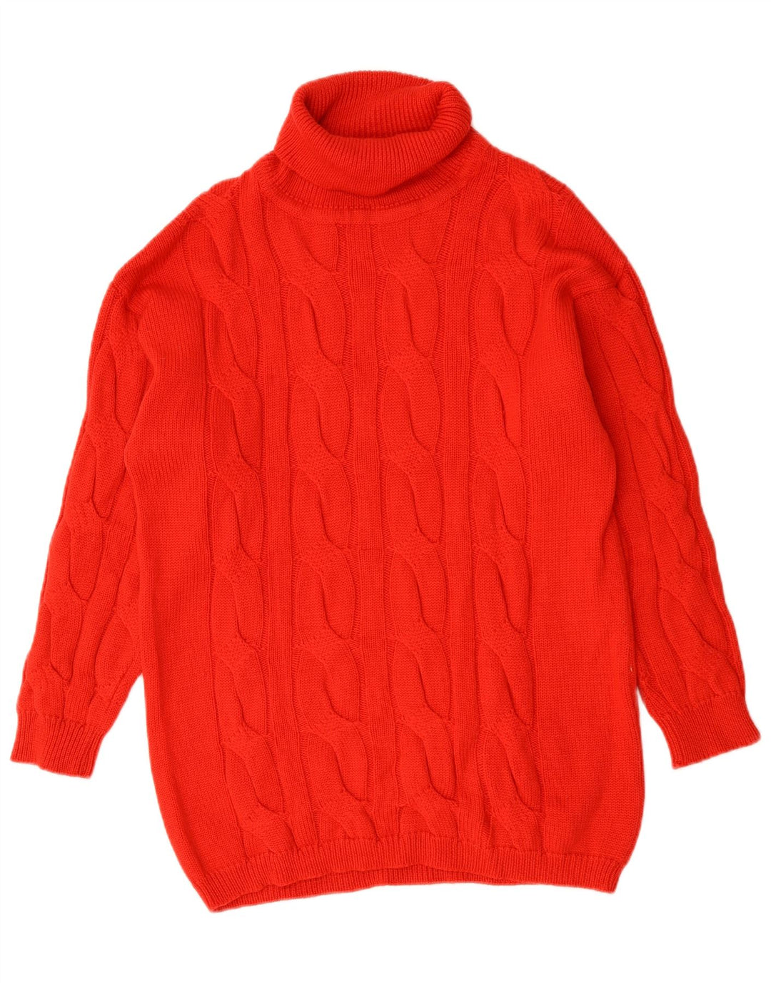 Pulover vintage pentru femei cu gât rulat, roșu mare, UK 16