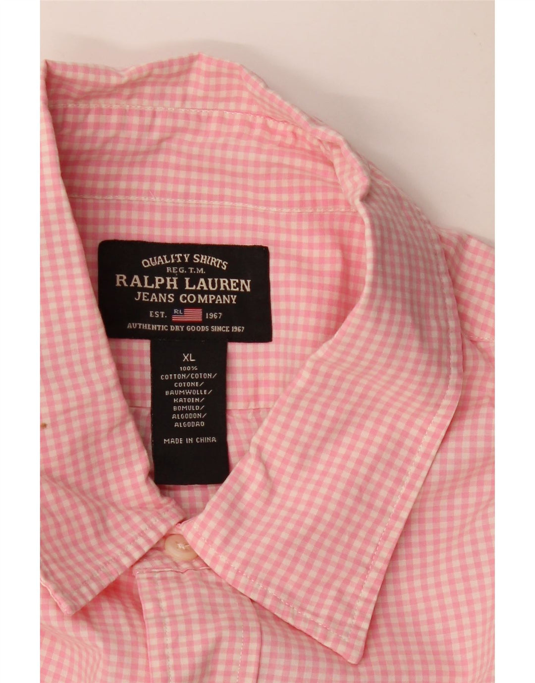 Cămașă pentru bărbați RALPH LAUREN XL, bumbac vichy roz