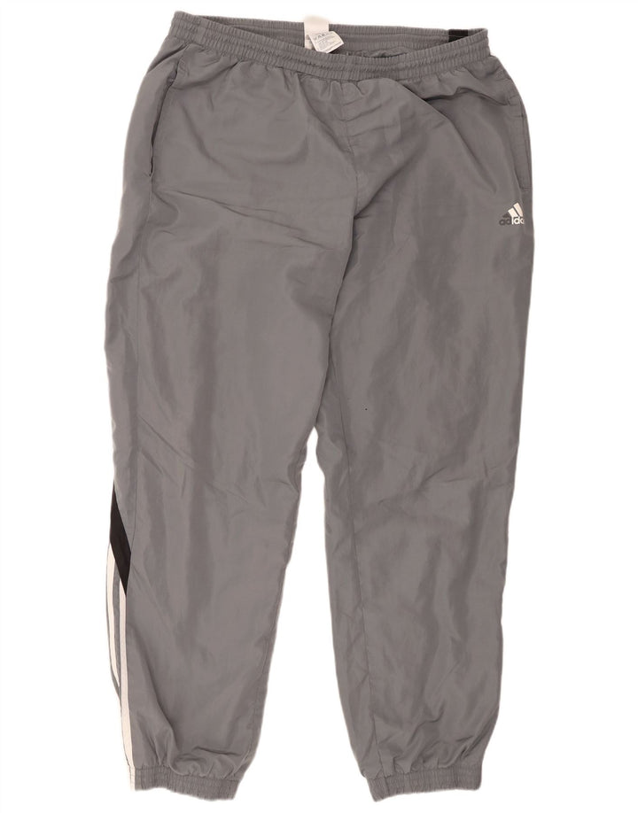 Adidas Mens Tracksuit Trousers Joggers XL Grey Colourblock Polyester
