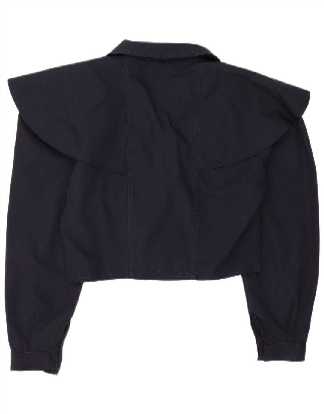 Jachetă vintage pentru femei crop dublu-breasted UK 14 Medium bleumarin