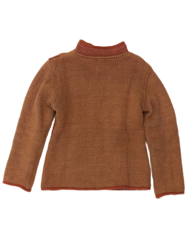 Pulover Cardigan Vintage pentru Damă UK 12 Maro Mediu Colorblock