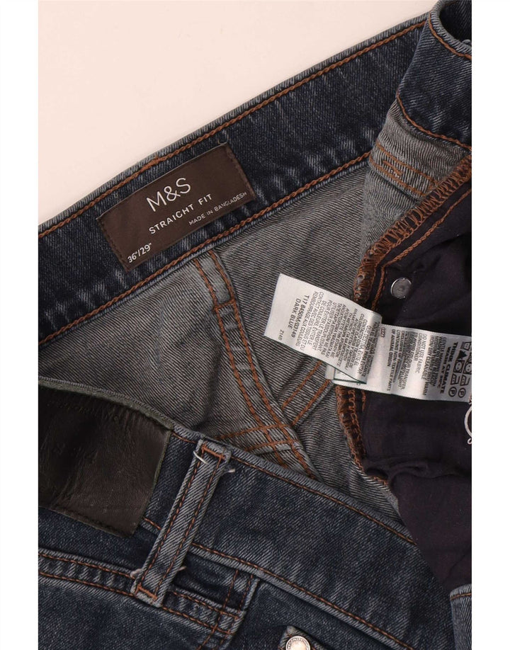 Blugi drepti pentru bărbați Marks & Spencer W36 L29 Bumbac bleumarin