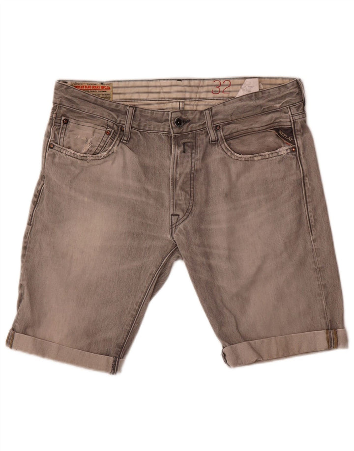 Pantaloni scurți Replay Lenrick Denim W32, bumbac gri mediu