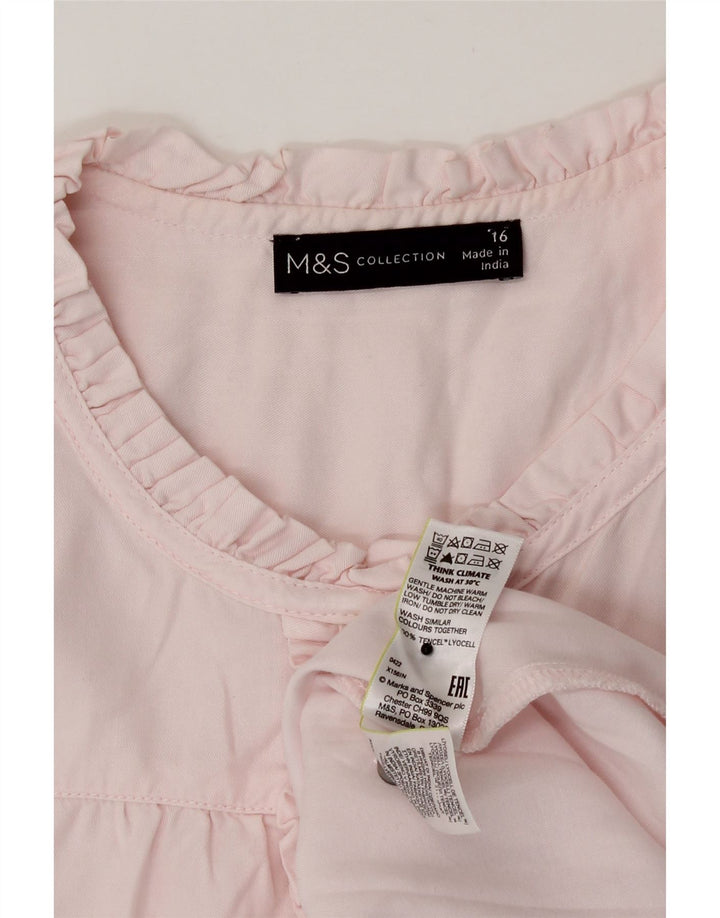 Bluză cămașă cu volane în față pentru femei Marks & Spencer UK 16 Lyocell roz mare