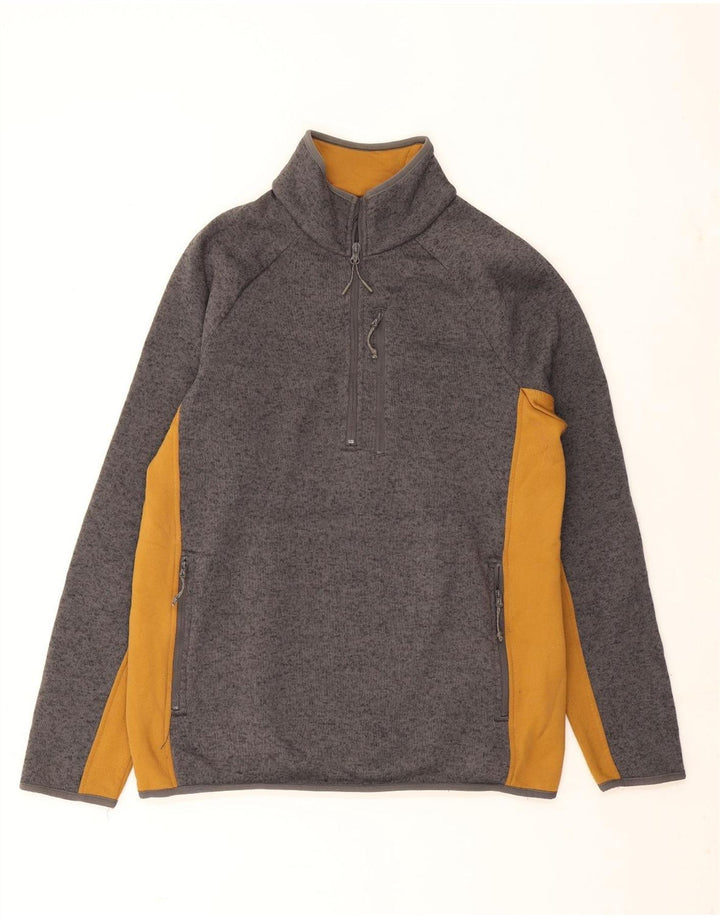 Hanorac pentru bărbați Mountain Warehouse, cu fermoar și gât, Jumper mare, gri, bloc de culoare