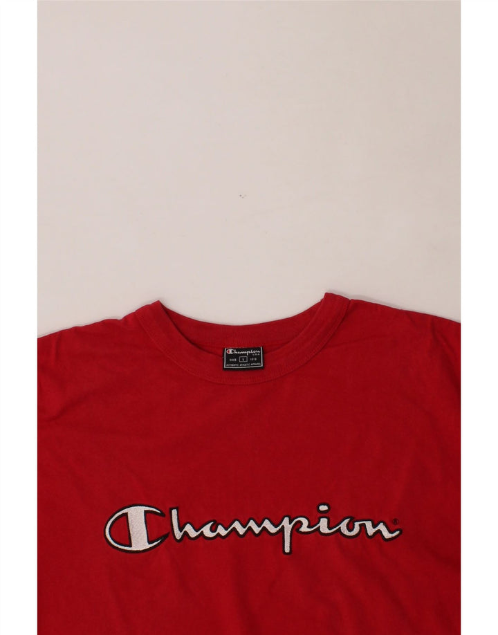 CHAMPION Mens Graphic T-Shirt Top Large Red Cotton Vintage Champion and Second-Hand Champion from Messina Hembry 