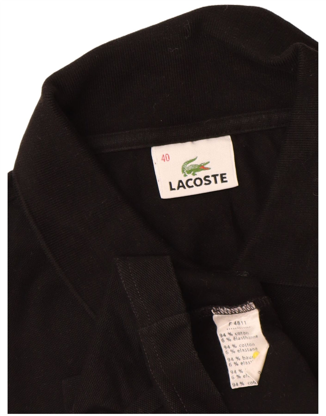 Tricou polo pentru femei Lacoste cu mânecă lungă, mărimea 40, bumbac mediu negru