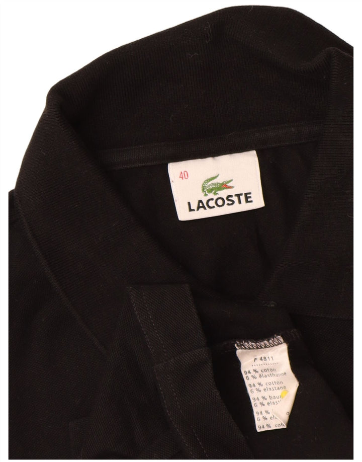 Tricou polo pentru femei Lacoste cu mânecă lungă, mărimea 40, bumbac mediu negru