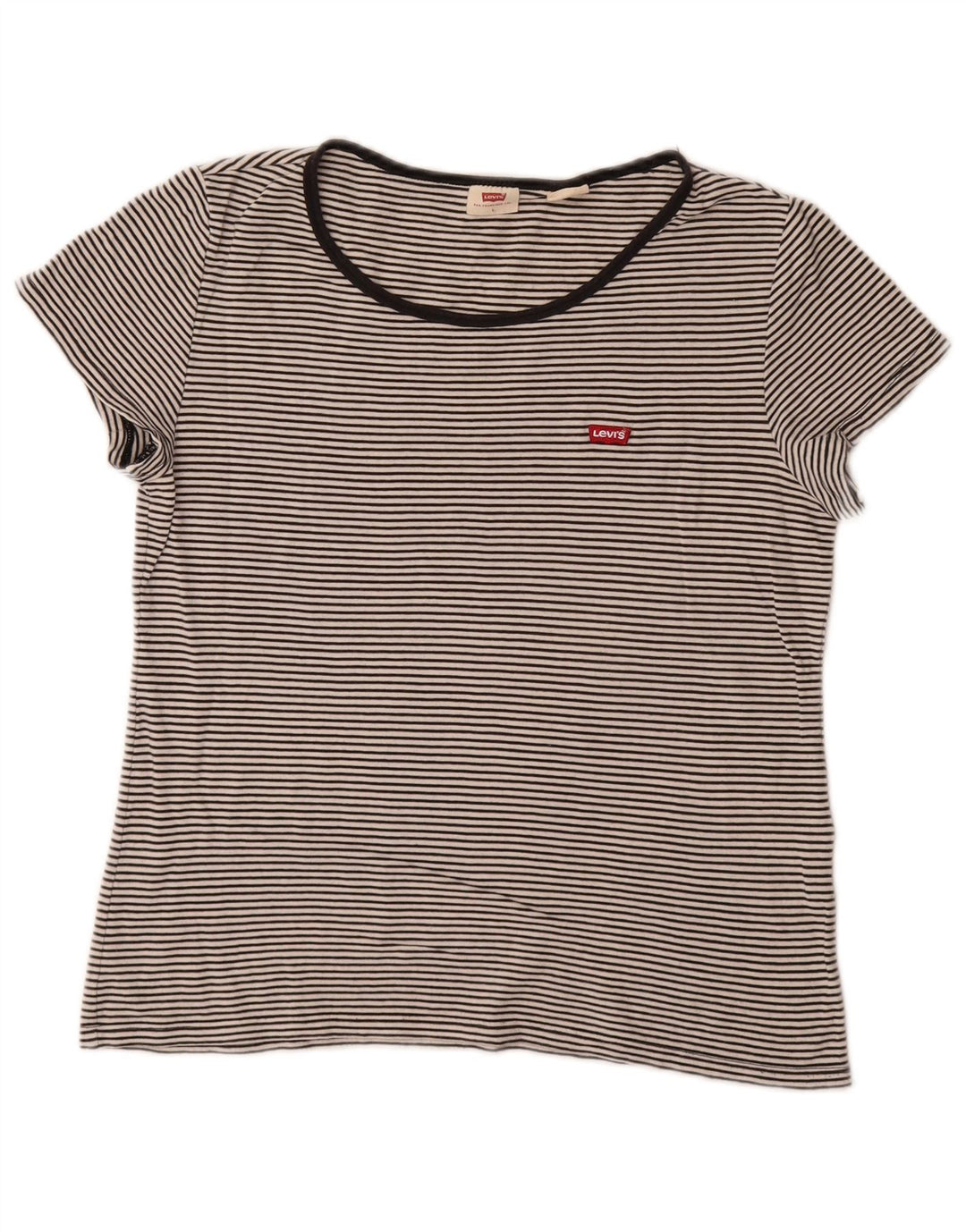 Tricou Crop Levi's pentru femei UK 14 Large Black Pinstripe