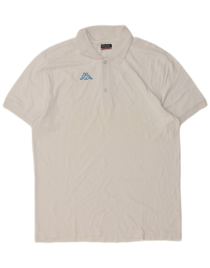 Cămașă polo cu grafică pentru bărbați Kappa, bumbac alb 2XL