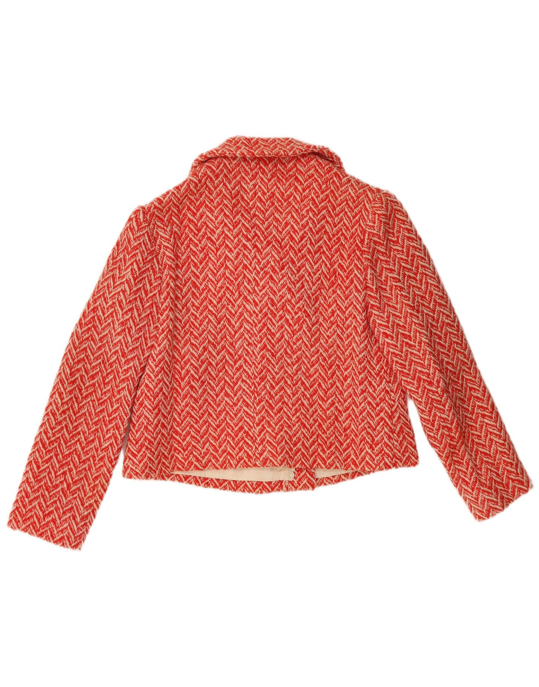 Jachetă vintage pentru femei crop la dublu piept UK 12 Medium Red Chevron