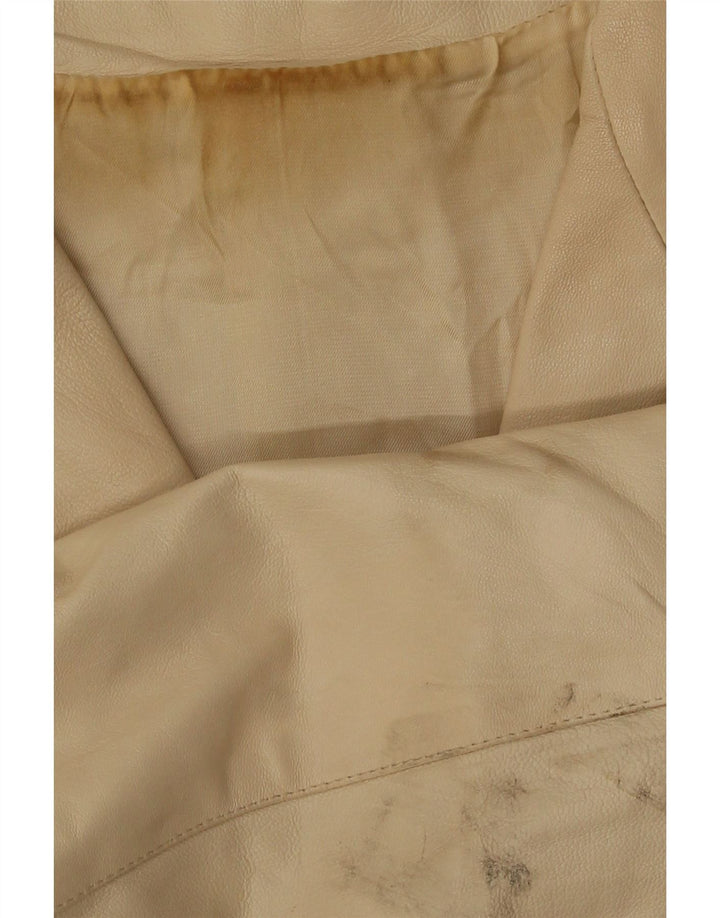 Jachetă vintage din piele cu 3 nasturi pentru femei IT 48 XL din piele bej