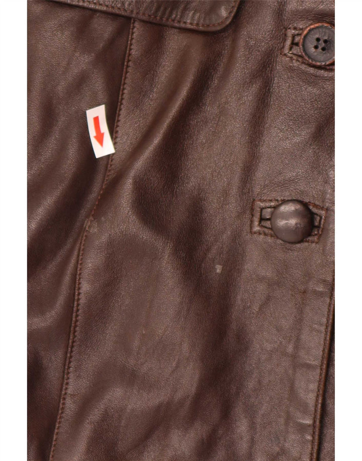 Palton de piele vintage pentru femei UK 14 mare maro