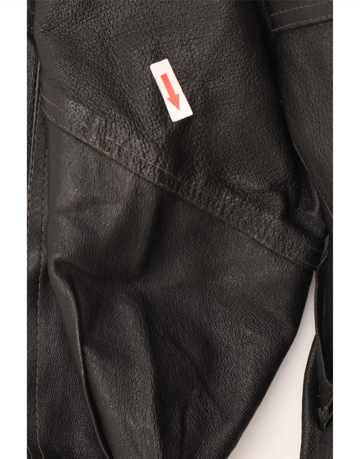 Jachetă de piele vintage pentru femei UK 14 Large Black