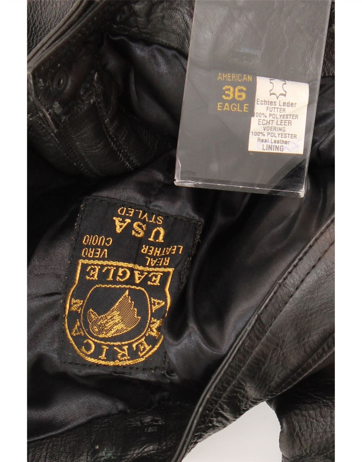 Pantaloni subțiri din piele pentru bărbați American Eagle W36 L30 din piele neagră