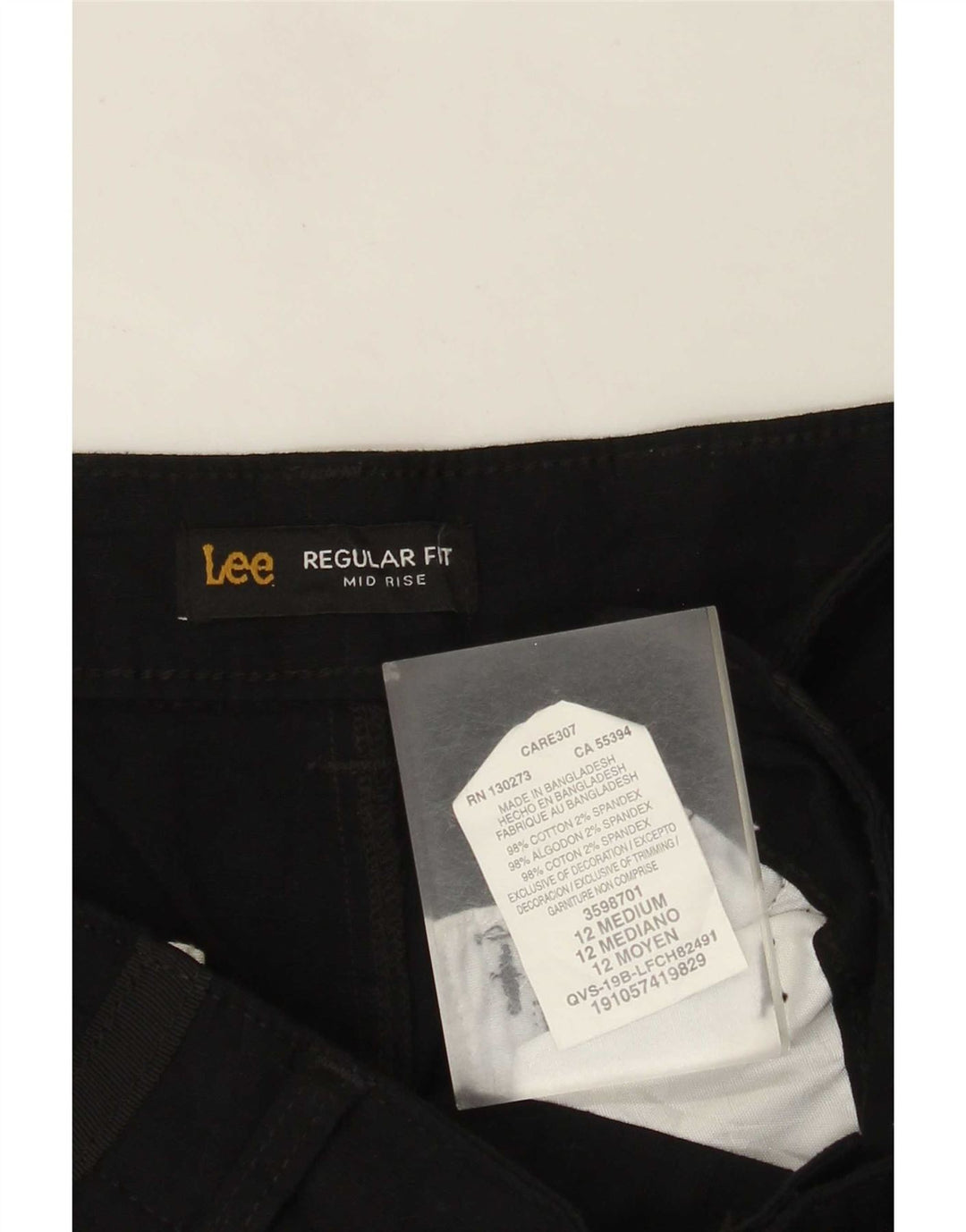 Pantaloni scurti cargo Lee, cu talie medie, cu talie medie US 12, mari W32, bumbac negru
