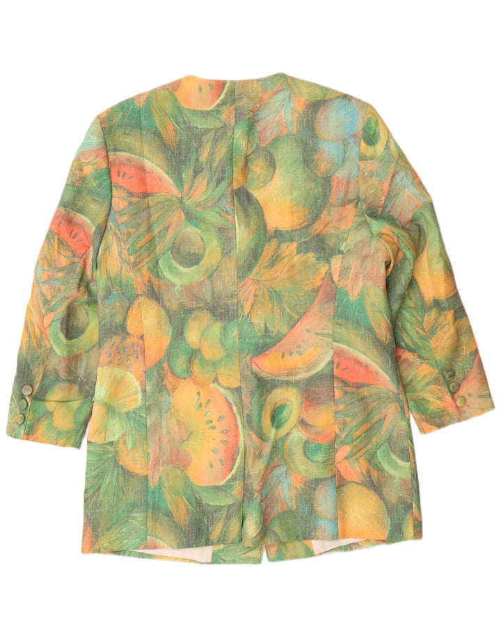 Jachetă pentru femei VINTAGE cu paragate cu model abstract, EU 42, verde mare