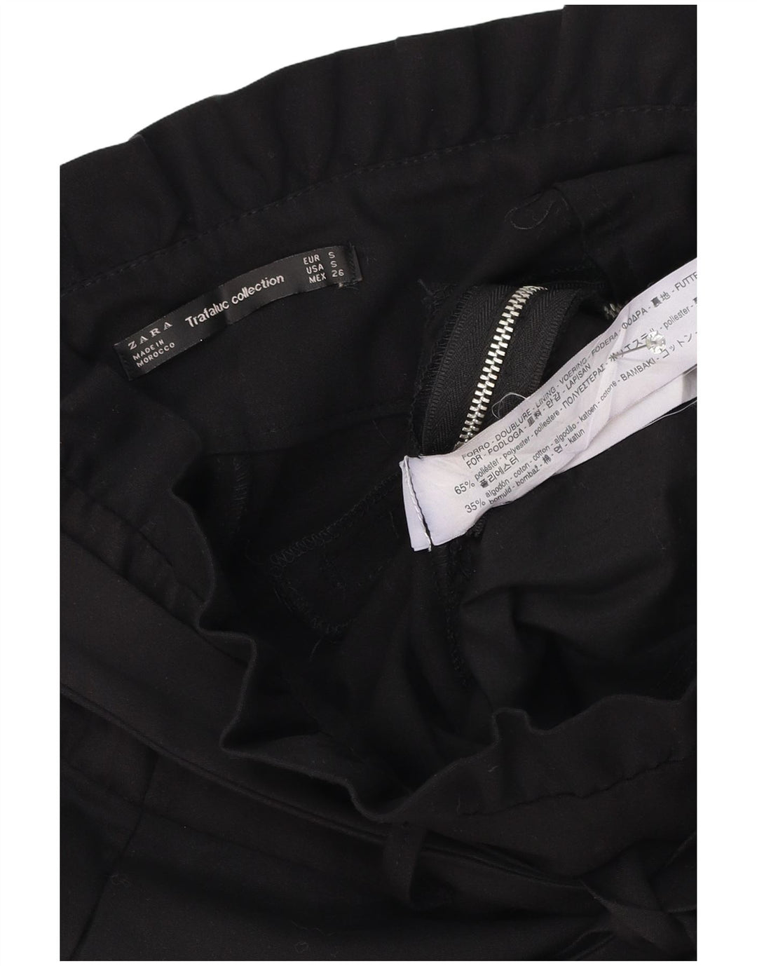 Pantaloni fierbinți pentru femei Trafaluc cu talie înaltă Zara Mici W26 Poliester negru