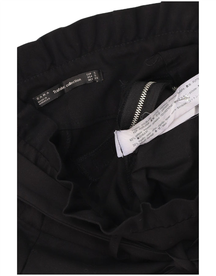 Pantaloni fierbinți pentru femei Trafaluc cu talie înaltă Zara Mici W26 Poliester negru
