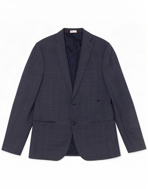Marks & Spencer Jachetă pentru bărbați, slim, cu 1 buton, Marea Britanie 40, mare, albastru, check