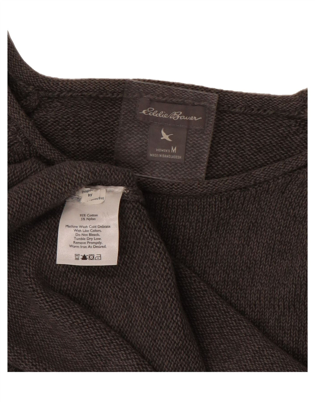 EDDIE BAUER Womens Boat Neck Jumper Sweater UK 14 Medium Grey Cotton Vintage Eddie Bauer and Second-Hand Eddie Bauer from Messina Hembry 