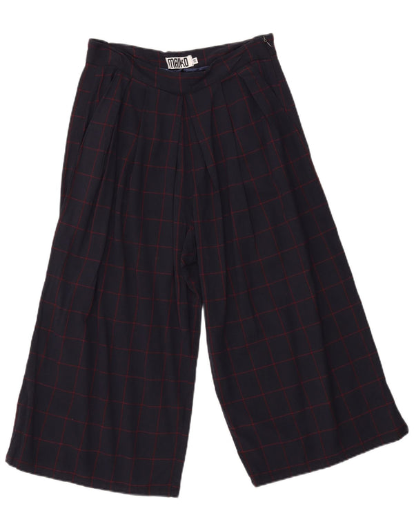 Pantaloni Capri pentru femei VINTAGE cu picioare largi IT 40 Small W31 L19 Bleumarin Check