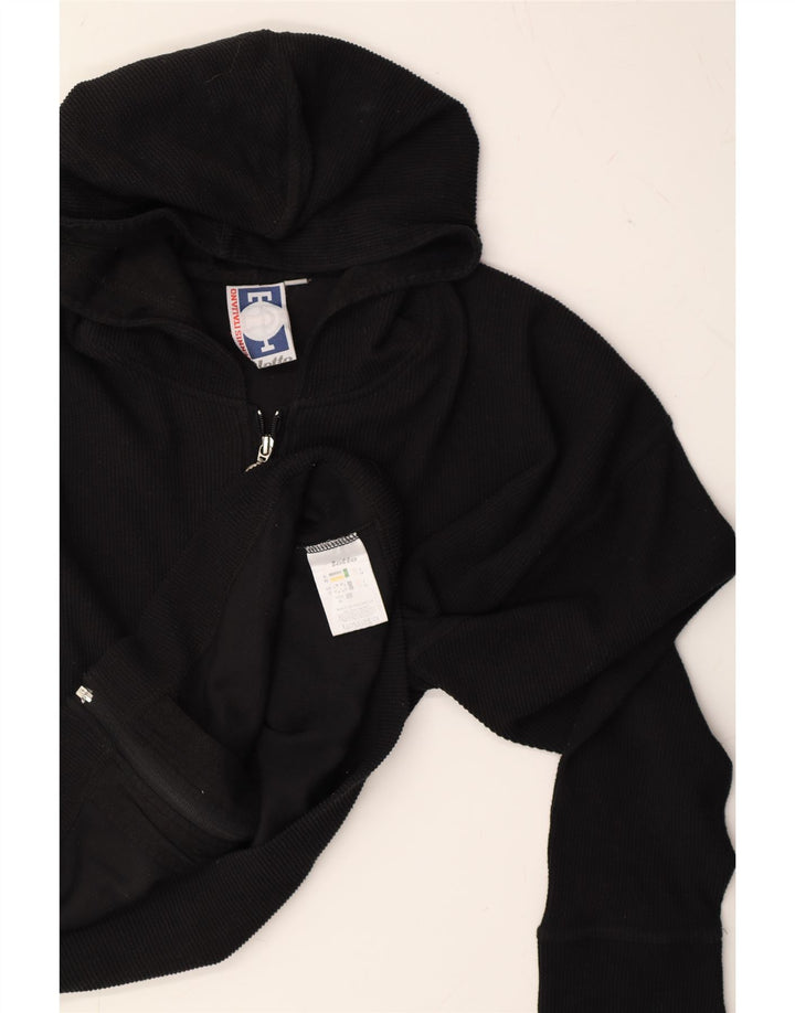 LOTTO Womens Oversized Zip Hoodie Sweater UK 12 Medium Black Polyester Vintage Lotto and Second-Hand Lotto from Messina Hembry 
