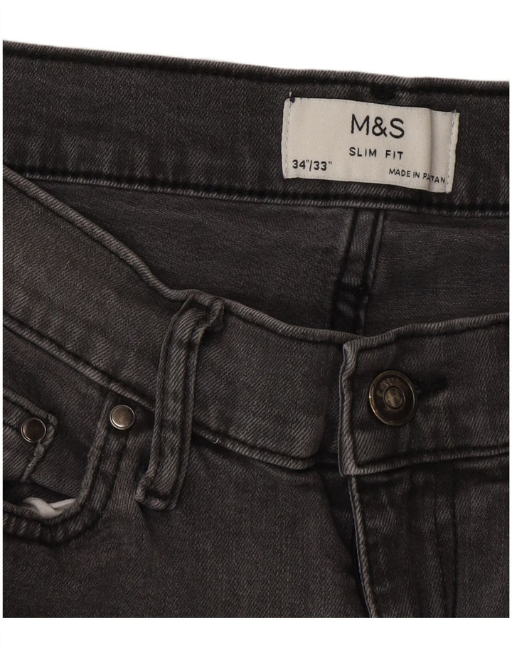 Blugi slim pentru bărbați Marks & Spencer W34 L33 bumbac gri