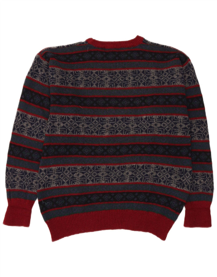 VINTAGE Pulover pentru bărbați cu gâtul turnat, mijlociu, multicolor, Fair Isle
