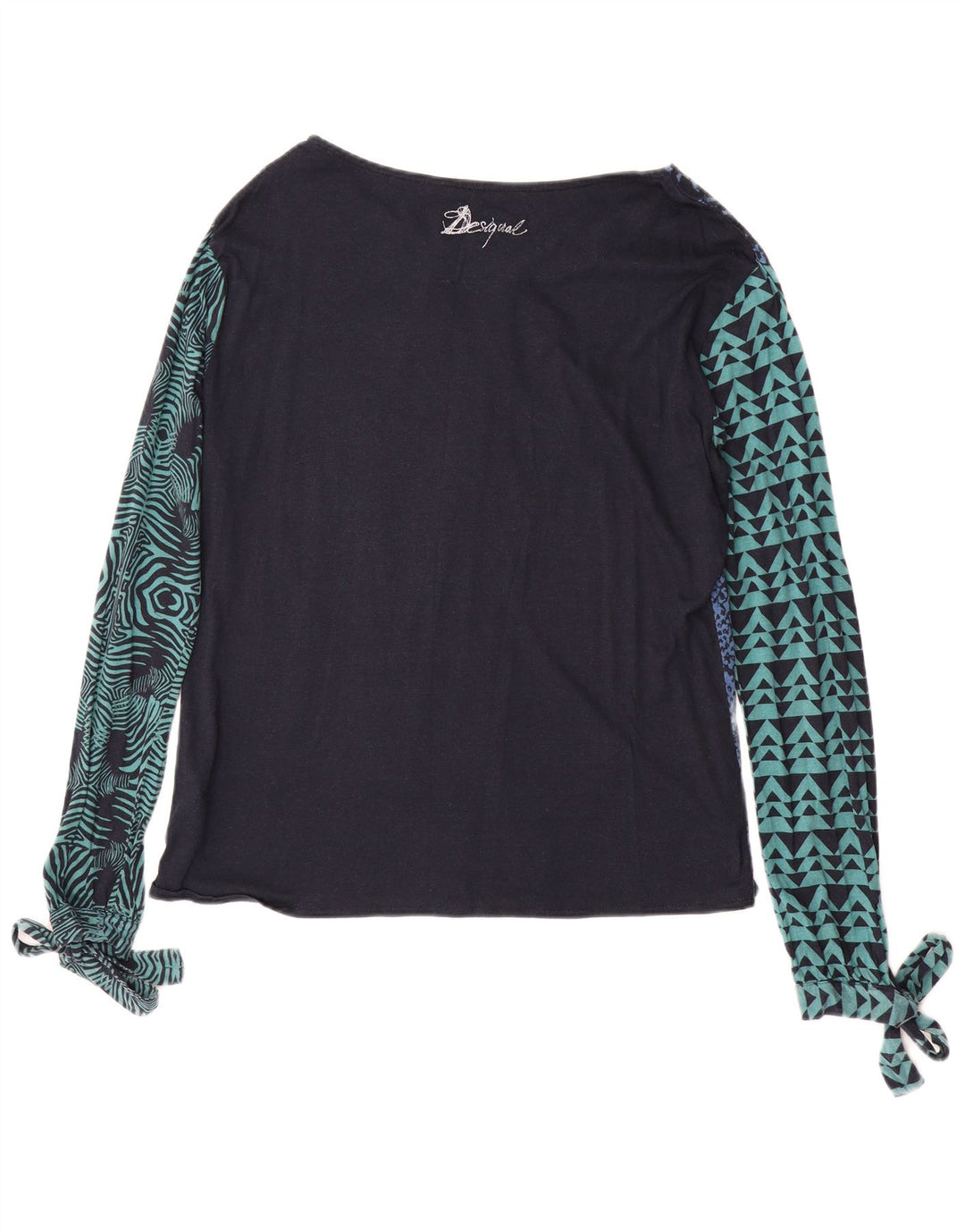 DESIGUAL Top grafic pentru femei cu mânecă lungă UK 18 XL, albastru, viscoză cu imprimeu animal