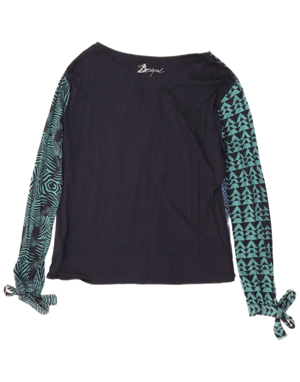DESIGUAL Top grafic pentru femei cu mânecă lungă UK 18 XL, albastru, viscoză cu imprimeu animal