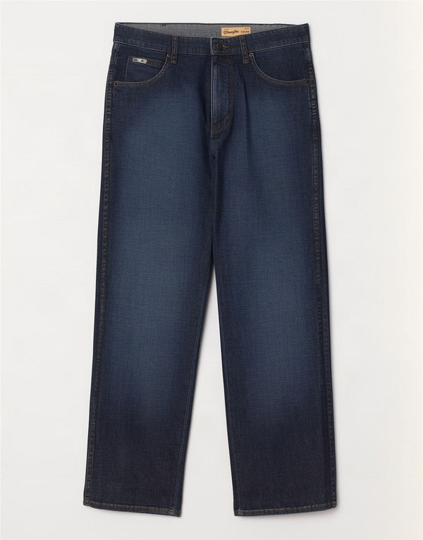 Blugi drepte stretch pentru bărbați Wrangler Texas W34 L28 bumbac bleumarin