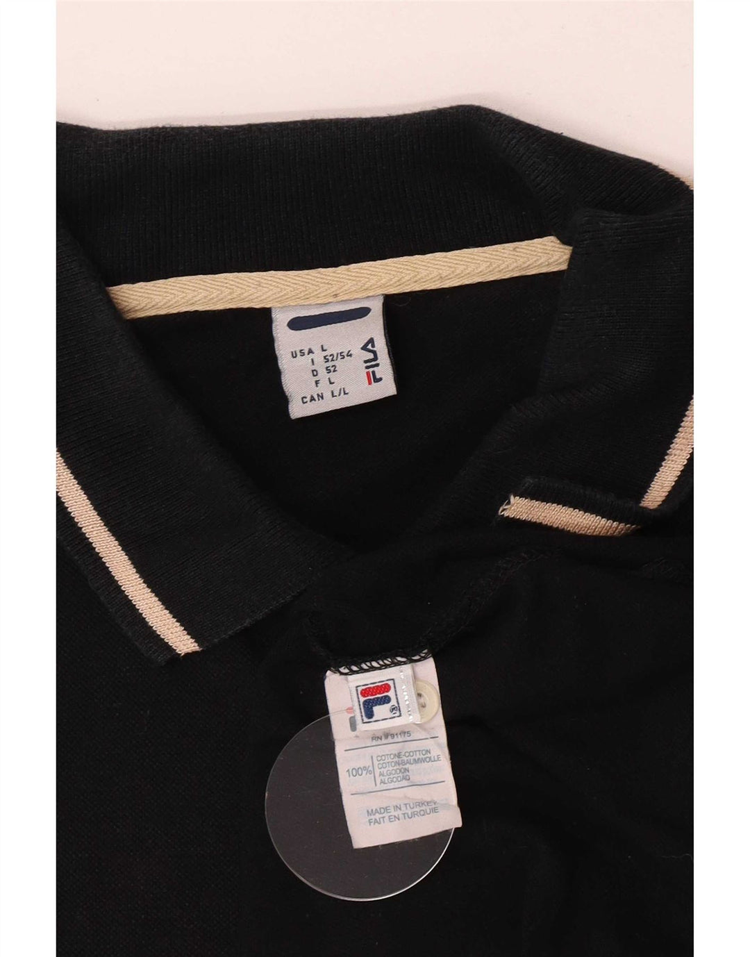 Tricou polo Fila pentru bărbați, bumbac cu dungi negre mari