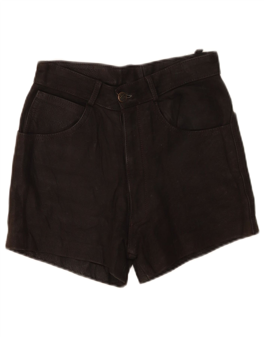 Pantaloni scurti din piele vintage pentru femei W24 XS negru